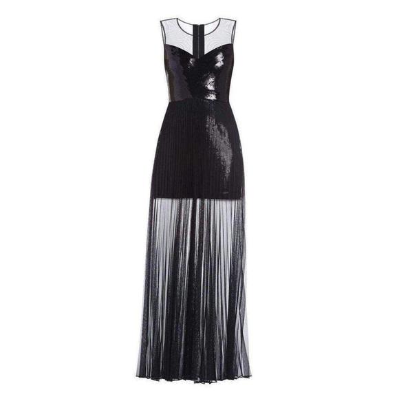 BCBGMAXAZRIA - Cynthia Sequinned Detail Pleated Gown - XXS